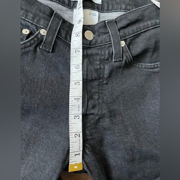 Helmet Lang black UNISEX mid rise button fly raw hem straight leg jeans M/32W/29 - Picture 10 of 11